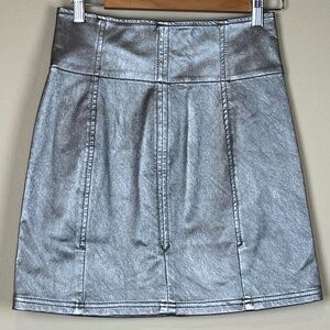 Free People Silver Mini Skirt